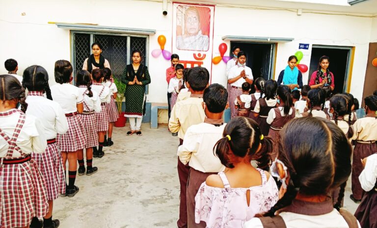 Students gathered for morning prayers at J.R.V. Institute